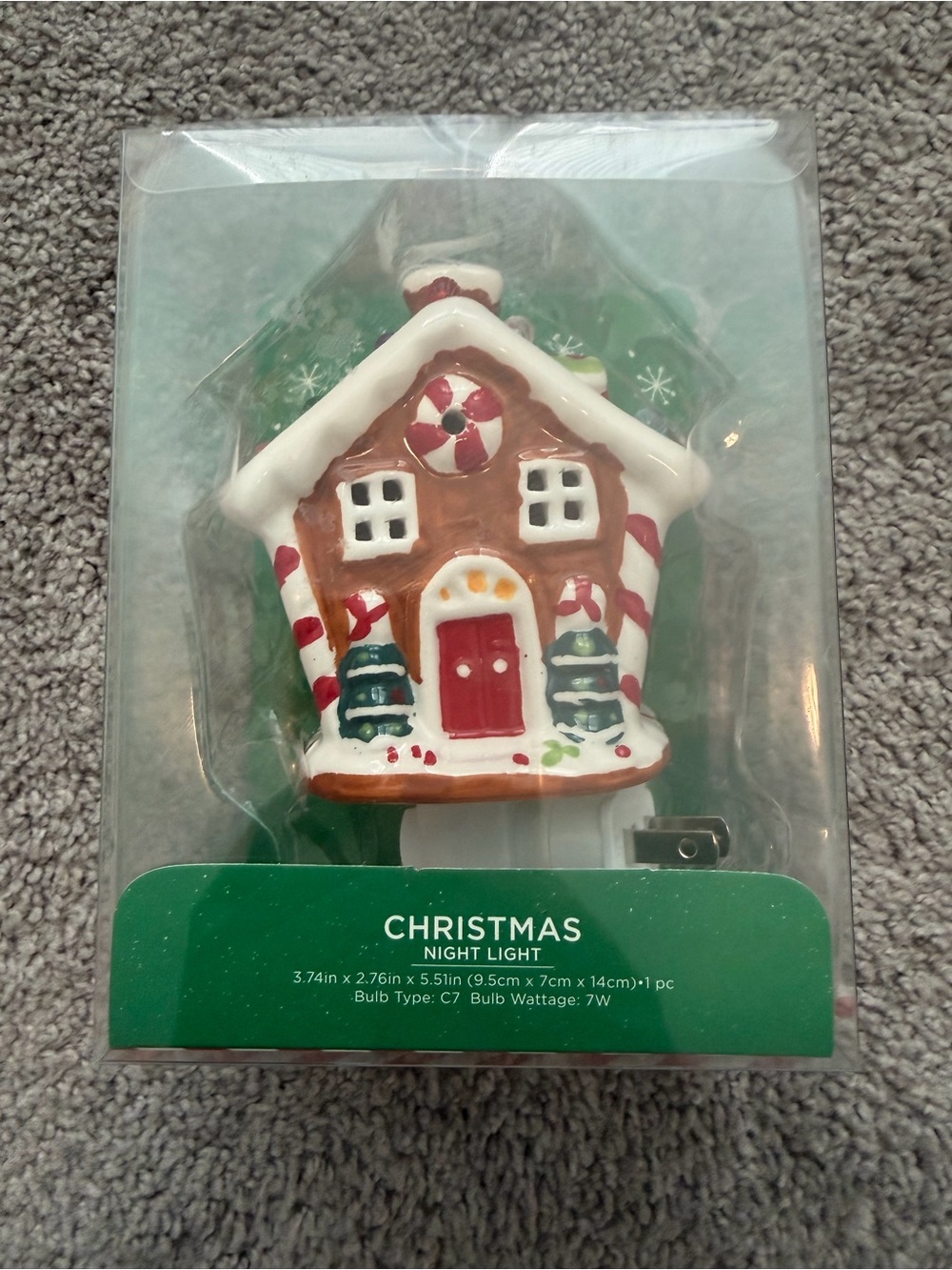 Christmas Gingerbread House Night Light - Red & White